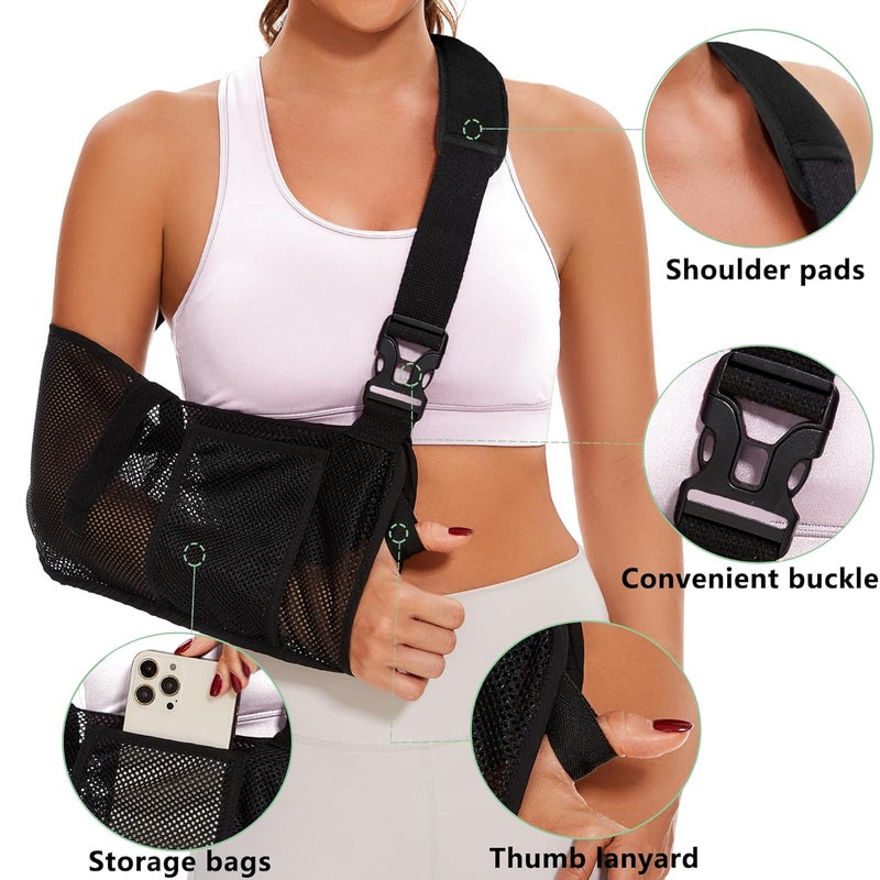 KONSEDIK Mesh Arm Sling - Medical Shoulder Sling for Shower - Adjustable Arm Brace,for Men Women Rotator Cuff Injury,Left Right Arm,Wrist, Elbow,Clavicle Fracture Post-Surgery(Medium) - Image 2
